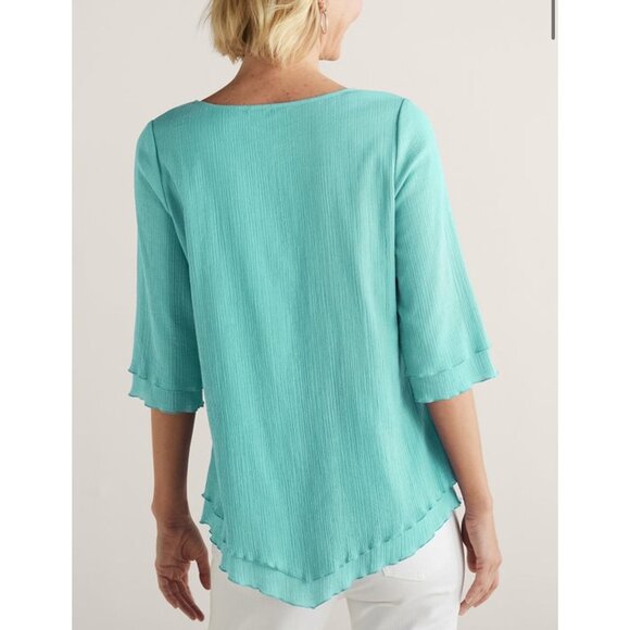 Soft Surroundings Siesta Key Tunic Top Women's Plus Size 1X Lime 100% Cotton - Picture 5 of 11
